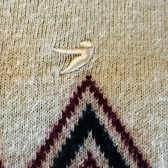 55 DSL Stylish Vintage Cream Sweater with Zigzag Pattern Size XL - Picture 3 of 14